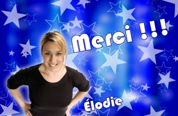 ref: remerciement, Élodie vous remercie sur fond étoiles bleues